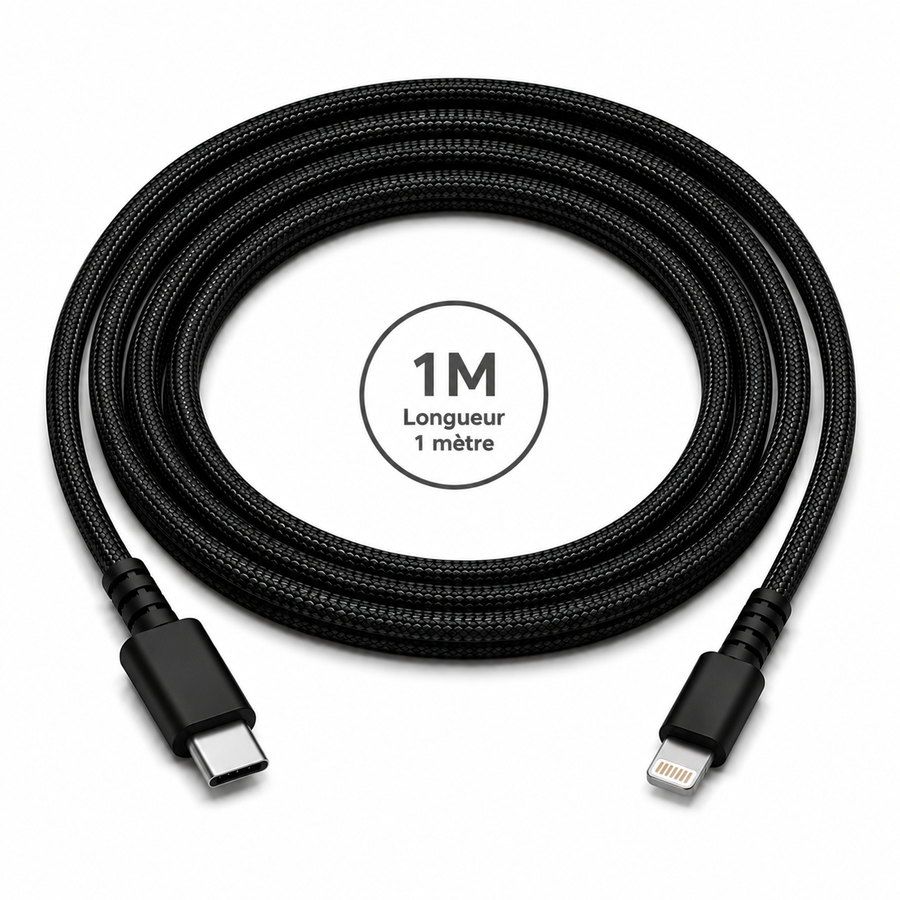 Câble USB-C vers Lightning 1 m renforcé