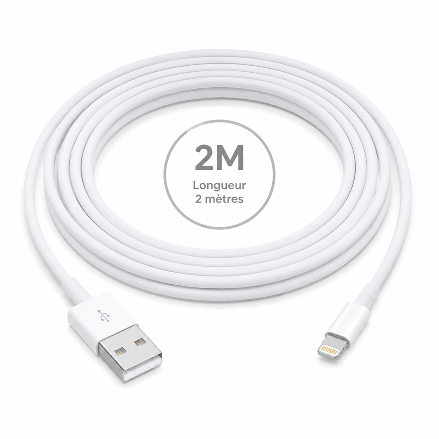 Câble USB-A vers Lightning 2 m