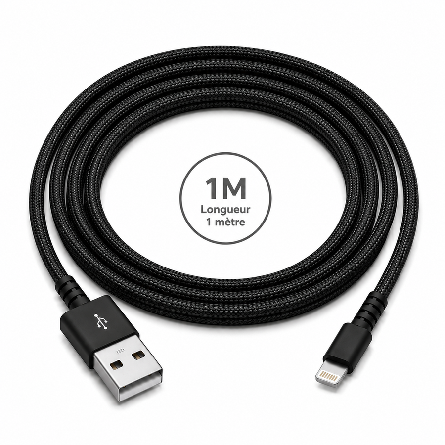 Câble USB-A vers Lightning 1 m renforcé