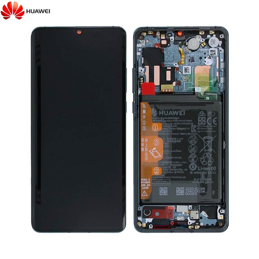 Huawei P30 Pro – Bloc écran AMOLED Service Pack d’origine – Noir - Pixel Store testé garantie